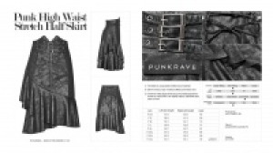  Punk High Waist Stretch Half Skirt Punk Rave WQ-379BQF/BK -  
