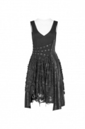  Punk Deep V Dress Punk Rave WQ-384LQF/BK -  