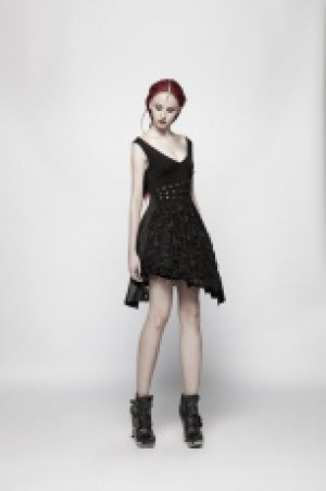  Punk Deep V Dress Punk Rave WQ-384LQF/BK -  