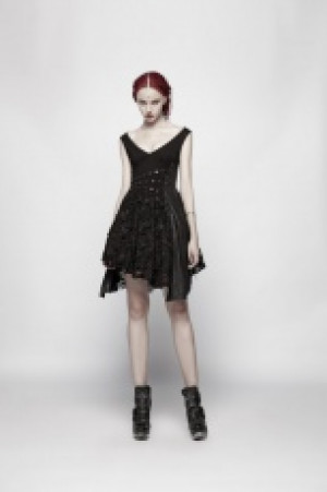  Punk Deep V Dress Punk Rave WQ-384LQF/BK -  