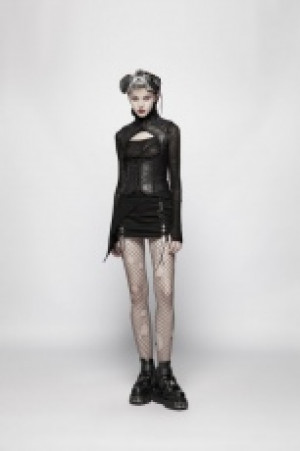 Steampunk Asymmetric Skirt Punk Rave WQ-400BQF/BK -  