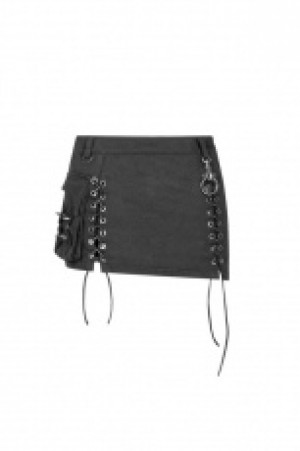  Steampunk Asymmetric Skirt Punk Rave WQ-400BQF/BK -  