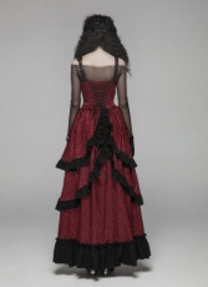  Steampunk Long Dress Punk Rave WQ-408LQF/BK-RD -  
