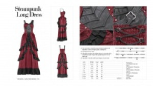  Steampunk Long Dress Punk Rave WQ-408LQF/BK-RD -  