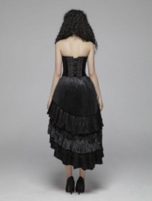  Gothic Dark Grain Velvet Half Skirt Punk Rave WQ-413BQF/BK -  