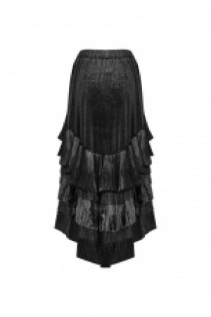  Gothic Dark Grain Velvet Half Skirt Punk Rave WQ-413BQF/BK -  