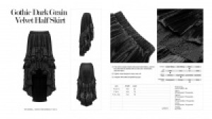  Gothic Dark Grain Velvet Half Skirt Punk Rave WQ-413BQF/BK -  