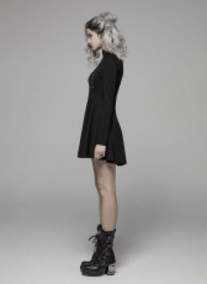  PUNK Long Sleeve Dress Punk Rave WQ-415LQF/BK -  
