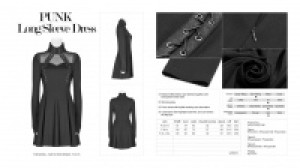  PUNK Long Sleeve Dress Punk Rave WQ-415LQF/BK -  