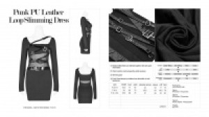  Punk PU Leather Loop Slimming Dress Punk Rave WQ-425LQF/BK -  