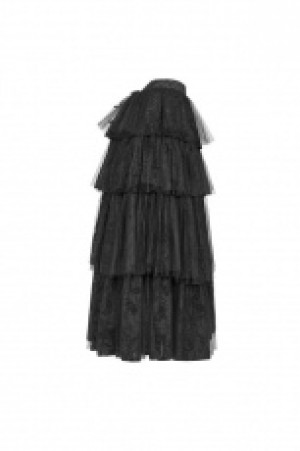  Gothic Long Tiered Skirt Punk Rave WQ-426BQF/BK -  