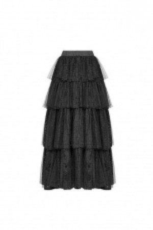  Gothic Long Tiered Skirt Punk Rave WQ-426BQF/BK -  