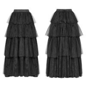  Gothic Long Tiered Skirt Punk Rave WQ-426BQF/BK -  