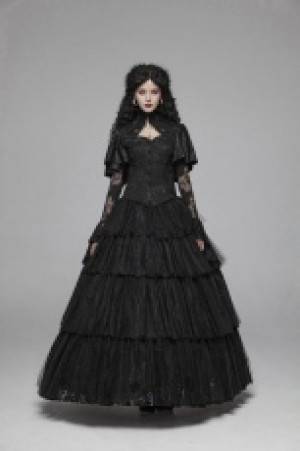  Gothic Long Tiered Skirt Punk Rave WQ-426BQF/BK -  