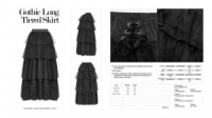  Gothic Long Tiered Skirt Punk Rave WQ-426BQF/BK -  