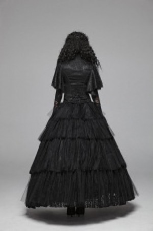  Gothic Long Tiered Skirt Punk Rave WQ-426BQF/BK -  