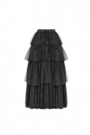  Gothic Long Tiered Skirt Punk Rave WQ-426BQF/BK -  