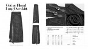  Gothic Floral Long Overskirt Punk Rave WQ-437BQM/BK -  