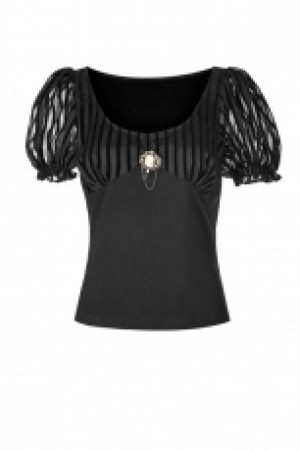  Steampunk Brooch Short Sleeve T-shirt Punk Rave WT-489TDF/BK -  