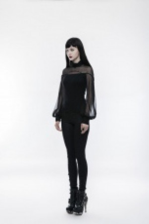  Gothic perspective lantern sleeve T-shirt Punk Rave WT-492TCF/BK -  
