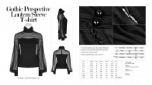  Gothic perspective lantern sleeve T-shirt Punk Rave WT-492TCF/BK -  