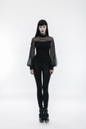 Gothic perspective lantern sleeve T-shirt Punk Rave WT-492TCF/BK -  