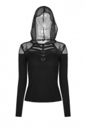  Punk Hooded Long Sleeve T-shirt Punk Rave WT-495TCF/BK -  