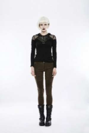  Punk Hooded Long Sleeve T-shirt Punk Rave WT-495TCF/BK -  