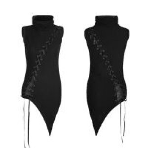  Punk Collar Broken Seam T-shirt Punk Rave WT-501BXF/BK -  