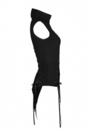  Punk Collar Broken Seam T-shirt Punk Rave WT-501BXF/BK -  