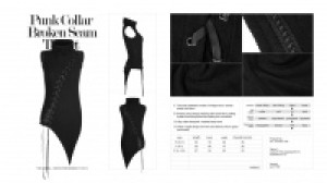  Punk Collar Broken Seam T-shirt Punk Rave WT-501BXF/BK -  