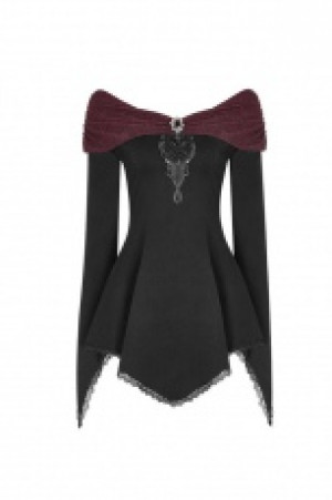  Gothic Gorgeous Long Sleeve T-shirt Punk Rave WT-520TCF/BK-RD -  