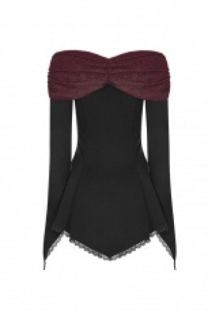  Gothic Gorgeous Long Sleeve T-shirt Punk Rave WT-520TCF/BK-RD -  