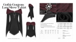  Gothic Gorgeous Long Sleeve T-shirt Punk Rave WT-520TCF/BK-RD -  