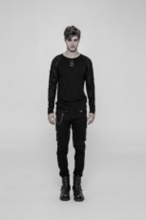  Punk Men's Long Sleeve T-shirt Punk Rave WT-524TCM/BK -  