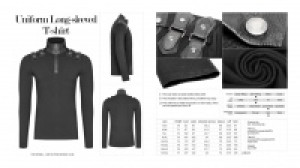 Uniform Long-sleeved T-shirt Punk Rave WT-525TCM/BK -  