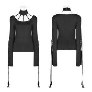  Goth Bat Messenger Knitted Long Sleeves T-shirt Punk Rave WT-537TCF/BK -  