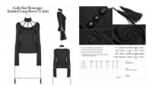  Goth Bat Messenger Knitted Long Sleeves T-shirt Punk Rave WT-537TCF/BK -  