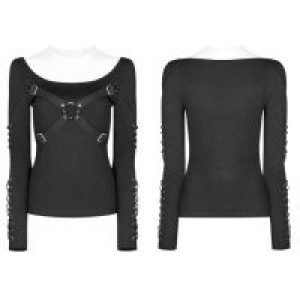  Punk Hollow-out Long Sleeve T-shirt Punk Rave WT-538TCF/BK -  
