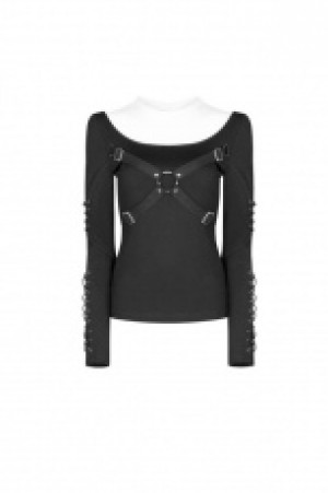  Punk Hollow-out Long Sleeve T-shirt Punk Rave WT-538TCF/BK -  