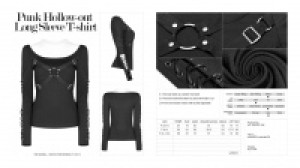  Punk Hollow-out Long Sleeve T-shirt Punk Rave WT-538TCF/BK -  