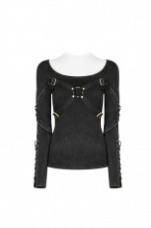  Punk Hollow-out Long Sleeve T-shirt Punk Rave WT-538TCF/BK-BR -  