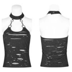  Punk Broken Hole Chain Knit Vest Punk Rave WT-541BXF/BK -  