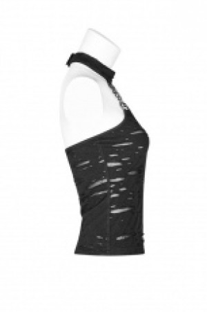  Punk Broken Hole Chain Knit Vest Punk Rave WT-541BXF/BK -  