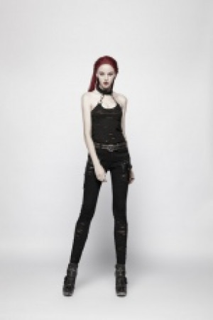  Punk Broken Hole Chain Knit Vest Punk Rave WT-541BXF/BK -  