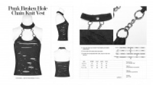  Punk Broken Hole Chain Knit Vest Punk Rave WT-541BXF/BK -  