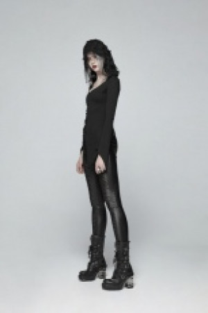  Dark Hooded asymmetric Long sleeve t-shirt Punk Rave WT-544TCF/BK -  