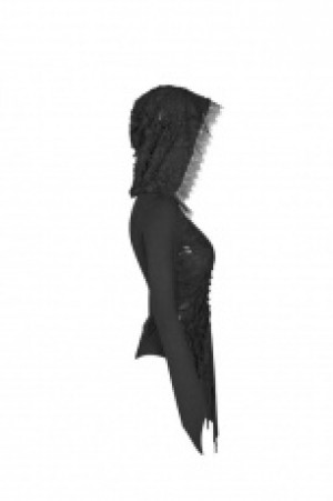  Dark Hooded asymmetric Long sleeve t-shirt Punk Rave WT-544TCF/BK -  