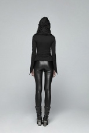  Dark Hooded asymmetric Long sleeve t-shirt Punk Rave WT-544TCF/BK -  