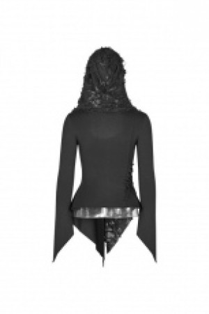  Dark Hooded asymmetric Long sleeve t-shirt Punk Rave WT-544TCF/BK -  